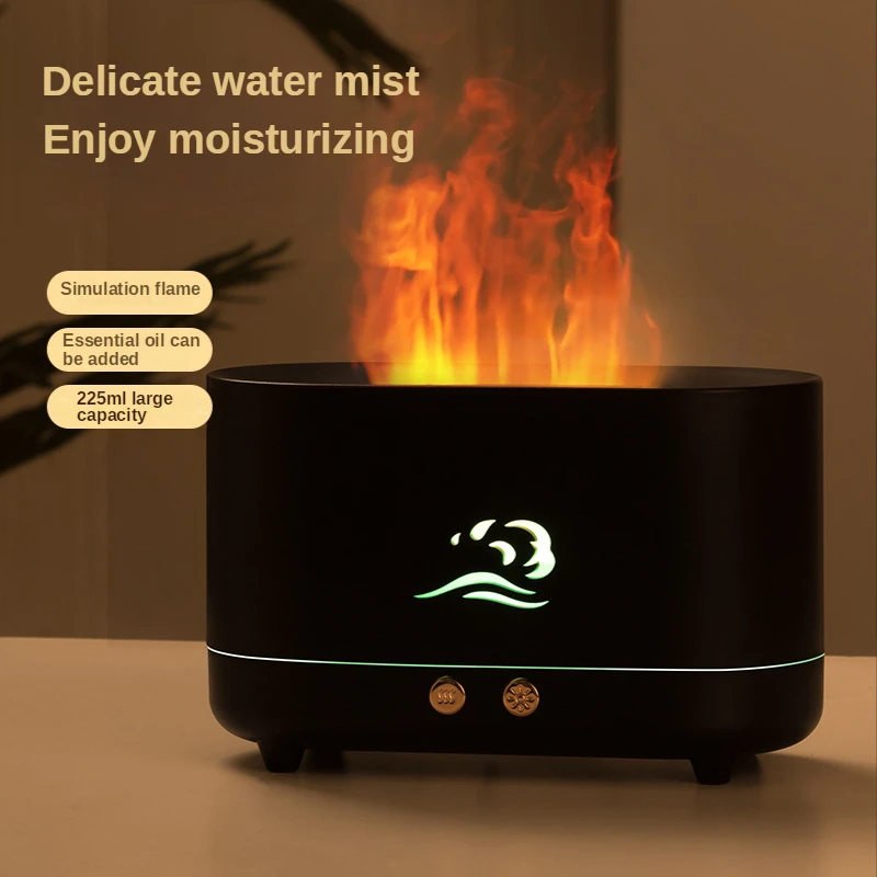 

220ML Air Humidifier Aromatherapy Diffuser Simulation Flame Ultrasonic Humidifier Home Office Fragrance Soothe Sleep Atomizer