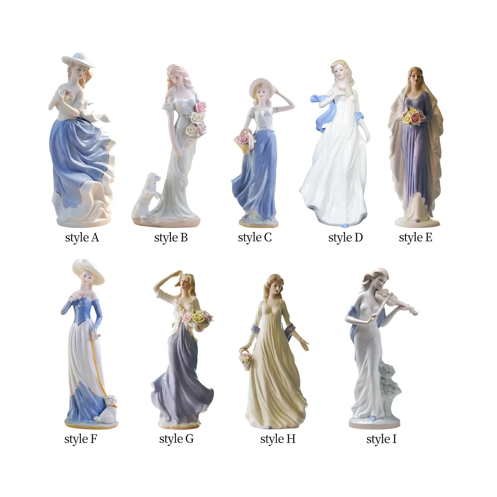

Ceramic Women Statue Lady Sculpture Standing Collection Handicraft Art Decor