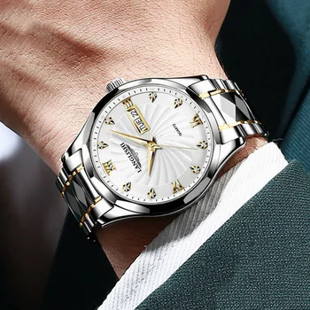 2022 New Men Watches Stainless Steel Fashion Wristwatch Waterproof Luminous Quartz Watches Week Calendar Relogio Masculino Other Image
