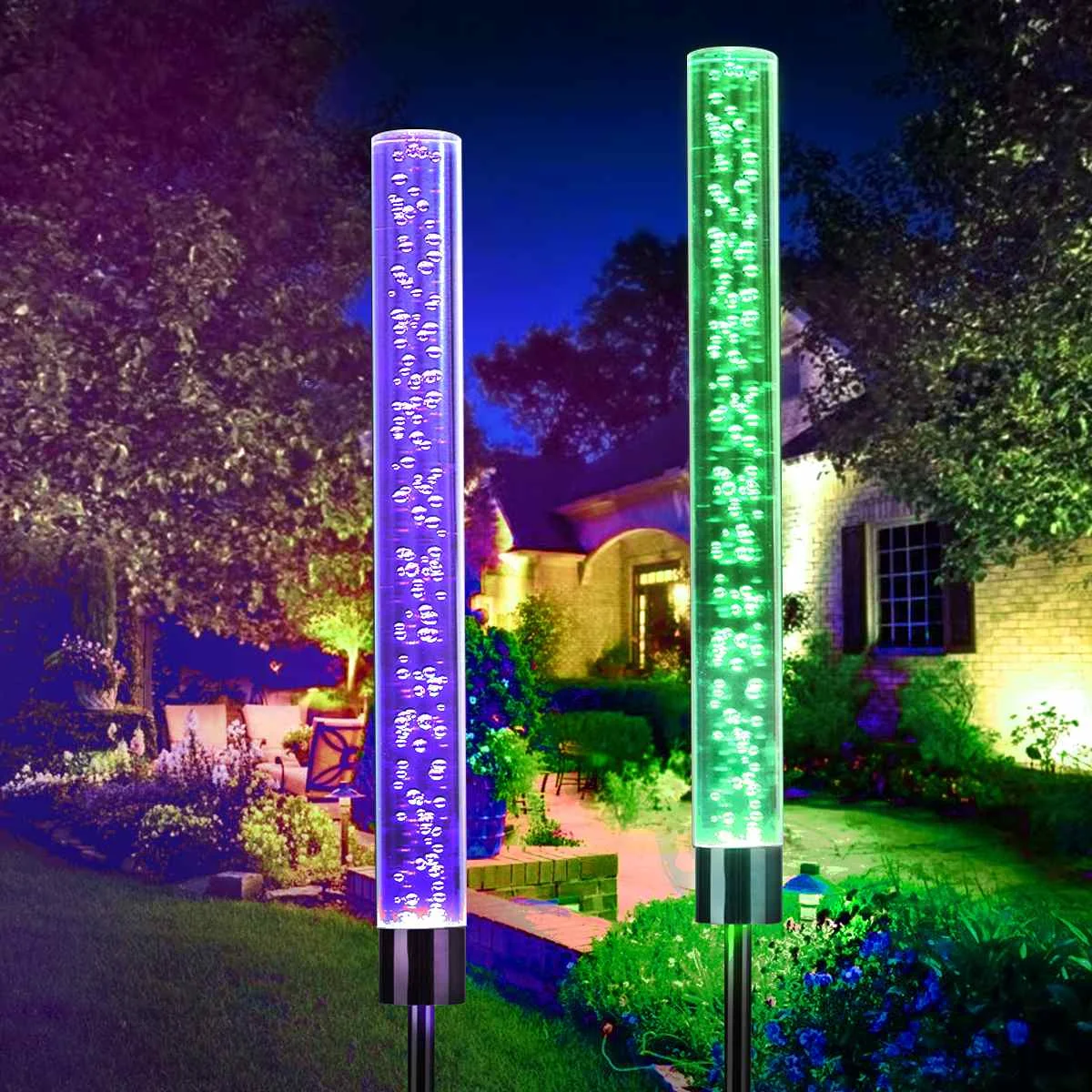 

2pc LED Solar Light Outdoor Waterproof Solar Power Garden Decor Waterproof Landscape RGB Color Changing Solar Lawn Pathway Lamps