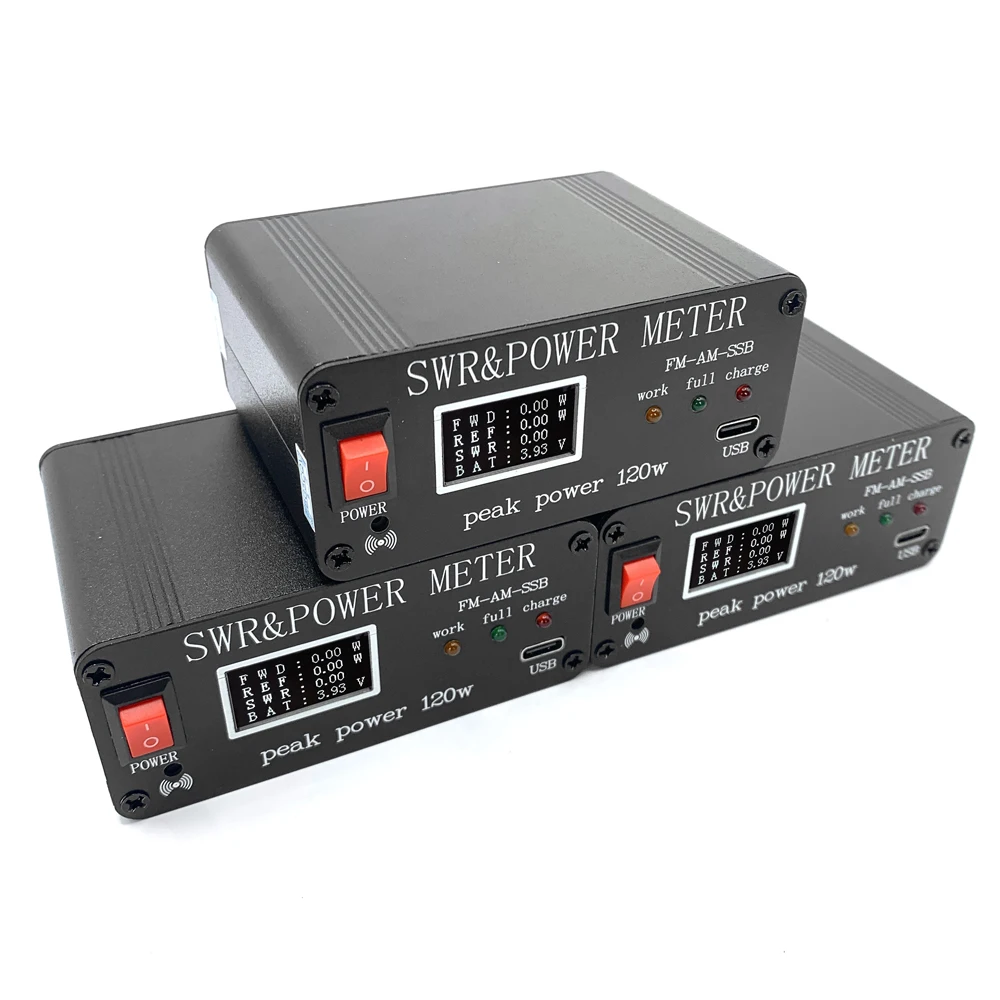 

1.8MHz-50MHz SWR HF Short Waves Standing Waves Meter Power Meter FM AM CW SSB SWR OLED Display Screen Standing Waves Meter