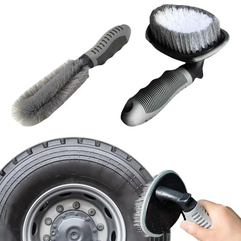 

Wheel Cleaner Brush Kit 2 Pieces Wheel Wand Car Detailing Brush Set Multipurpose Brush For Cleaning Wheels Rims Motorcycles And
