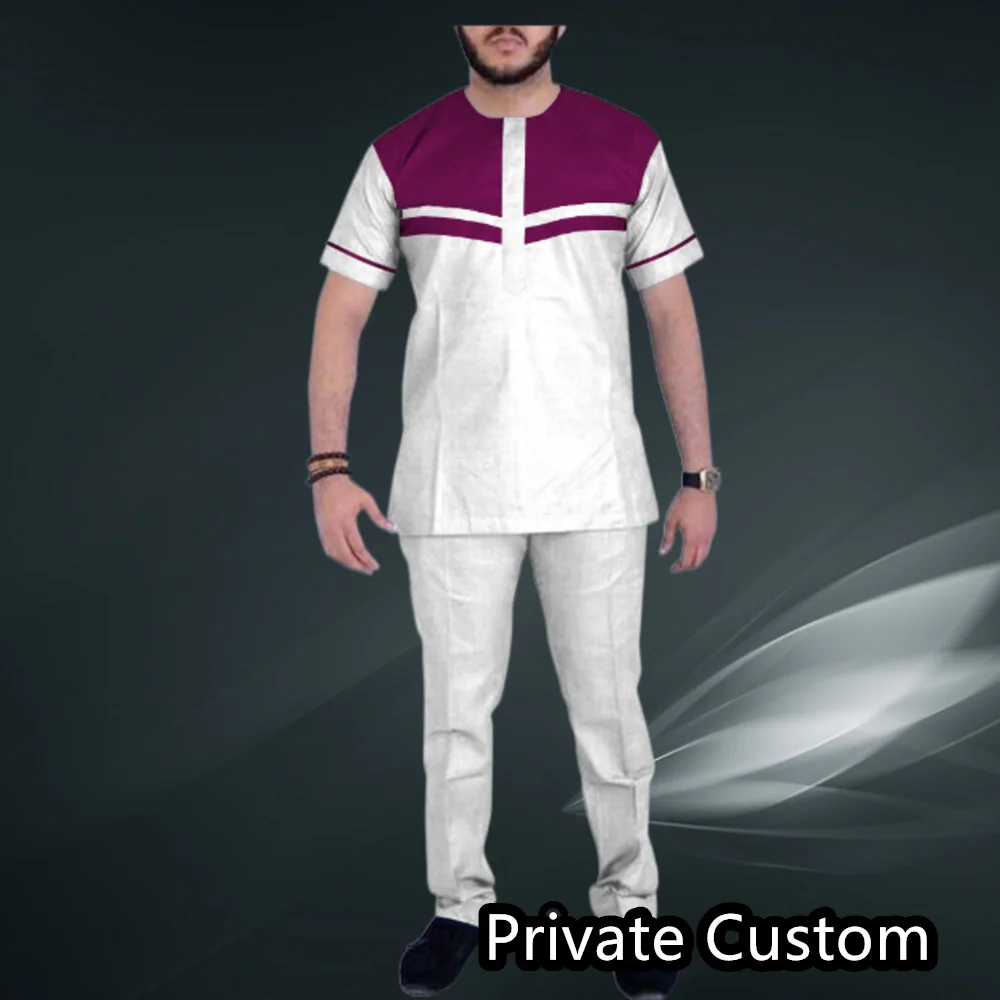 Dashiki Men Suit Summer Short Sleeve Shirt Pant Set Male Two Piece Outfit  African Men Round Oeck T-shirt Oversized Clothing