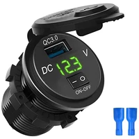 USB Car Charger Quick Charge 3 0 12V 24V Cigarette Lighter USB Charger with Switch Voltage Display For Motorcycle Truck
