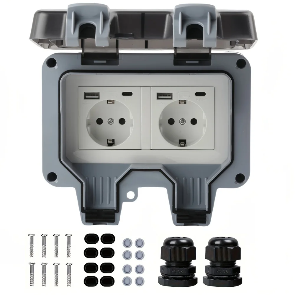 

EIOMR IP66 розетка 220 В водонепроницаемая наружная вилка электрические розетки, несколько стилей для гаража, сада, ванной комнаты, наружного настенного питания