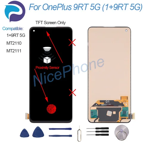 Для ONEPLUS 9RT 5G LCD дисплей кодирующий преобразователь сенсорного экрана в сборе Замена 6, 62 MT2110, MT2111 1 + 9RT 5G экран LCD