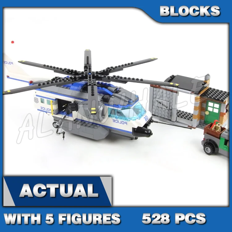 

528pcs Town Cop Helicopter Surveillance Crook Hideout Car Barrel 10423 Building Blocks Toy Bricks Compatible with Model