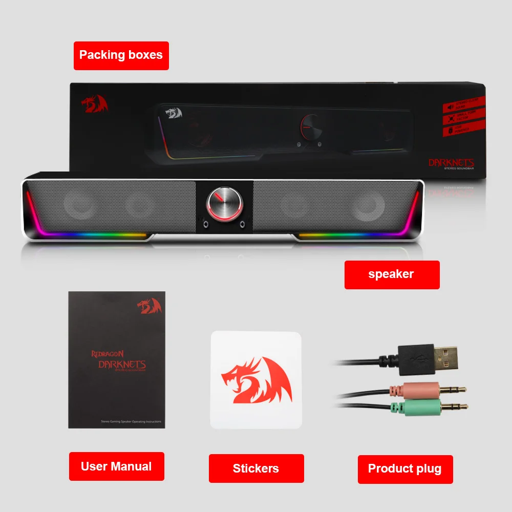 REDRAGON Darknets GS570 Поддержка Bluetooth беспроводной aux 3 5 объемный RGB колонки Колонка