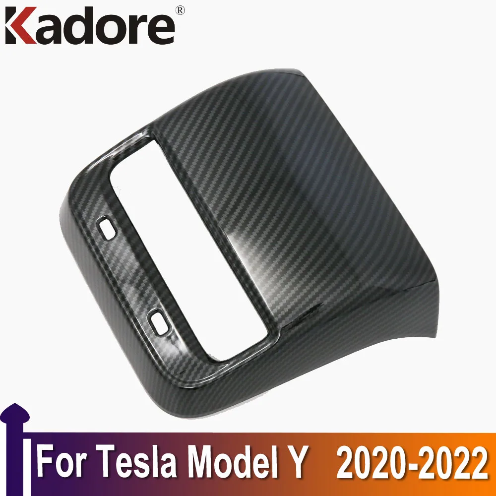 

For Tesla Model Y 2020-2022 Interior Accessories Carbon Fiber Central Panel Rear Seat Air Conditional Vent Cover Trim styling