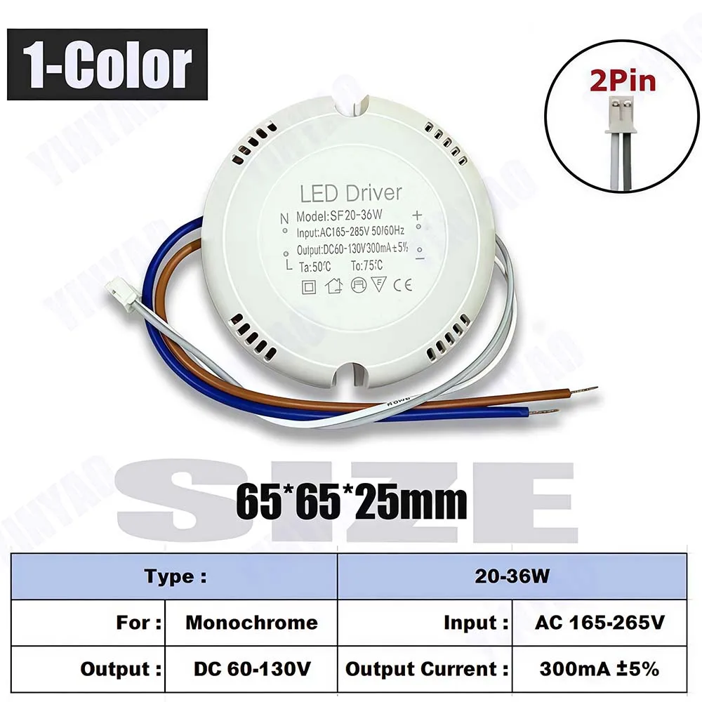 Фото 2-5 шт. LED-драйверы, ток 280 мА, 8-24 Вт/20-40 Вт, блок питания для потолочных светильников, двухцветные, 2-контактные, 3-контактные, трансформаторы для освещения, AC165-265В №5