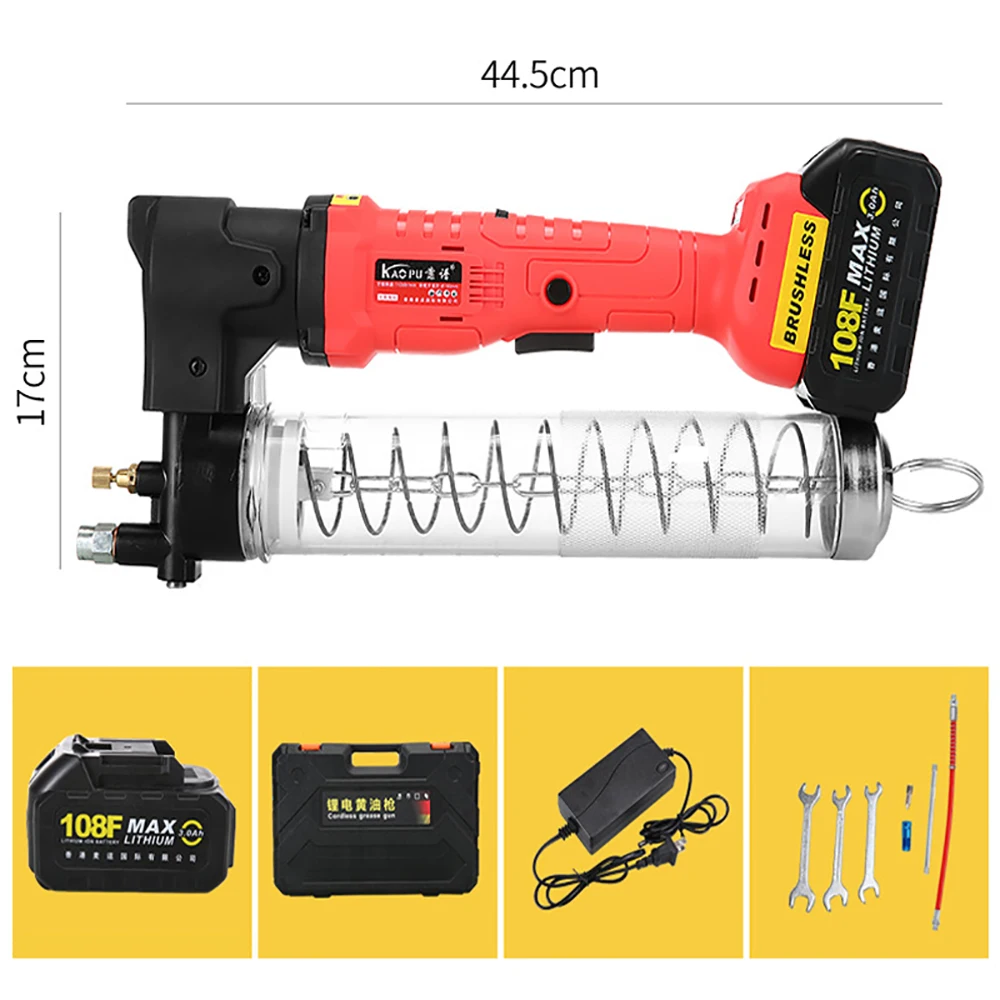 Cordless Electric Grease Gun 12000PSL Rechargeable Electric Grease Machine High Pressure Car Lubricating Oil Upkeep Power Tool
