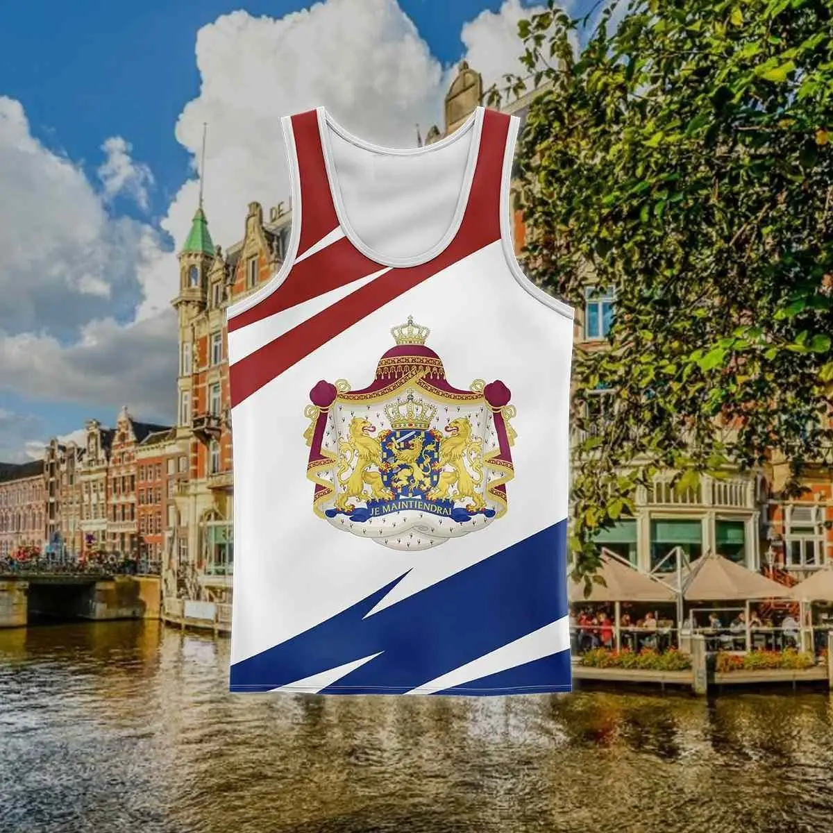 

Майка Мужская Спортивная без рукавов, Свободная безрукавка с флагом Нидерландов и гербом оружия, модная одежда для баскетбола для мальчико...