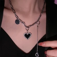 love double heart shaped metal necklace luxury 2022 fashion new female niche collar decoration collarbone chain trend