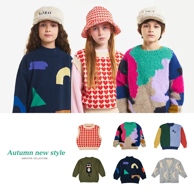 Детская одежда кардиган свитеры новинка 2022 BC Зимний вязаный пуловер для девочек