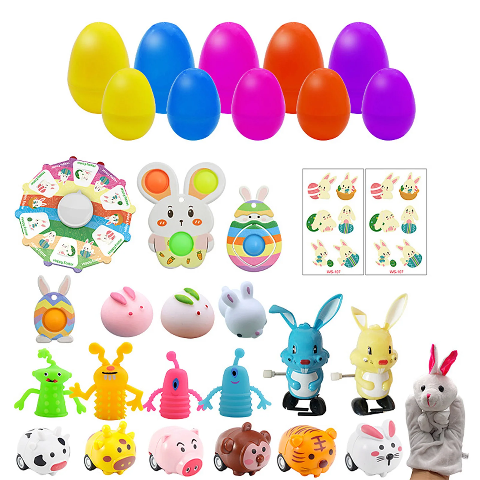 

Squeeze Toys Easter Egg Gashapon Decompression Toy With 12 Animal Carts Boxes Animal Rabbit Squeeze Antistress Toy Easter Gift