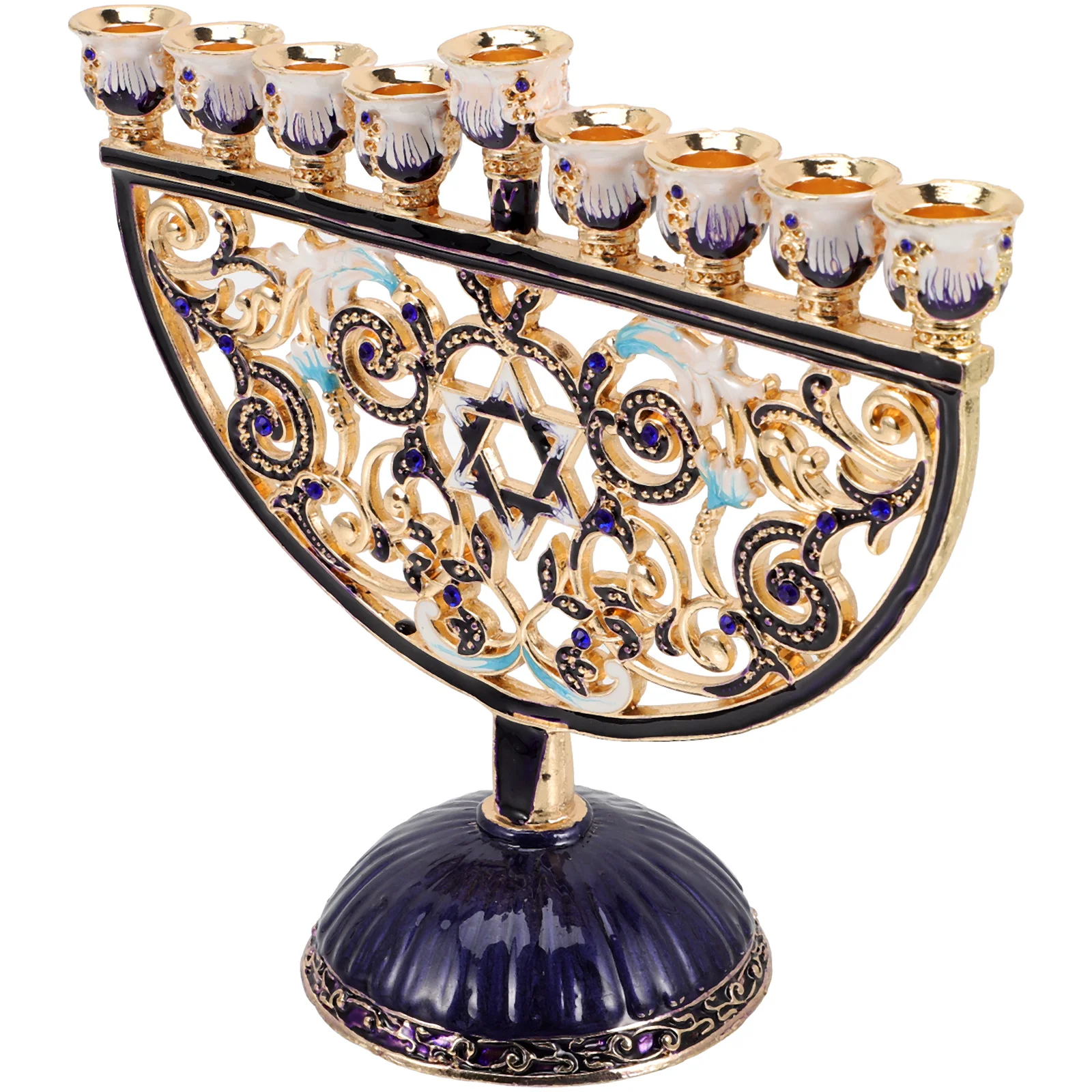 

Menorah Hanukkah Holder Candlestick Stand Metal Chanukah Tablecontainer Tealight Vintage Candlesticks Night 1St Star Traditional