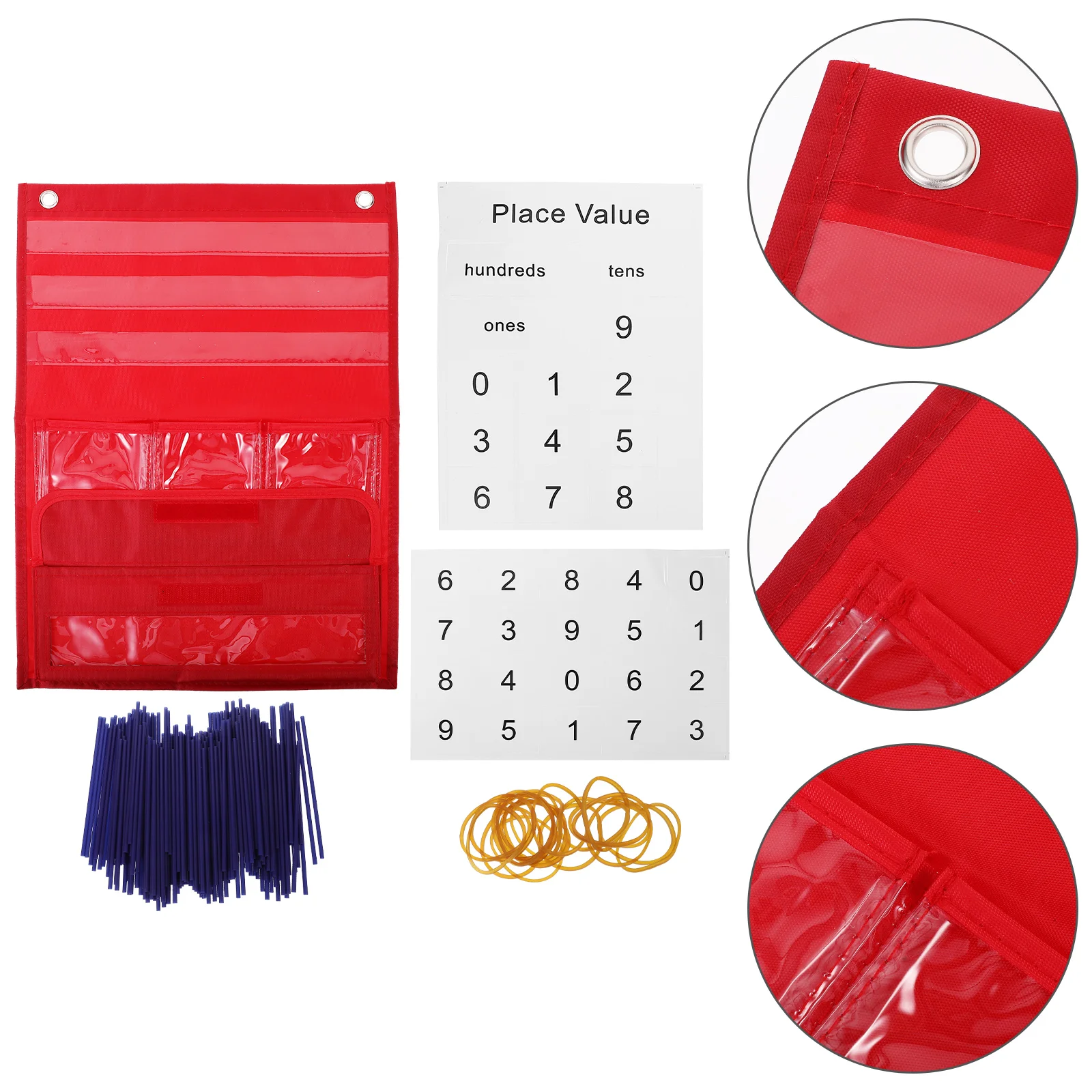 

1 Set Pocket Chart Classroom Portable Counting Pocket Chart Numbered Pocket Chart