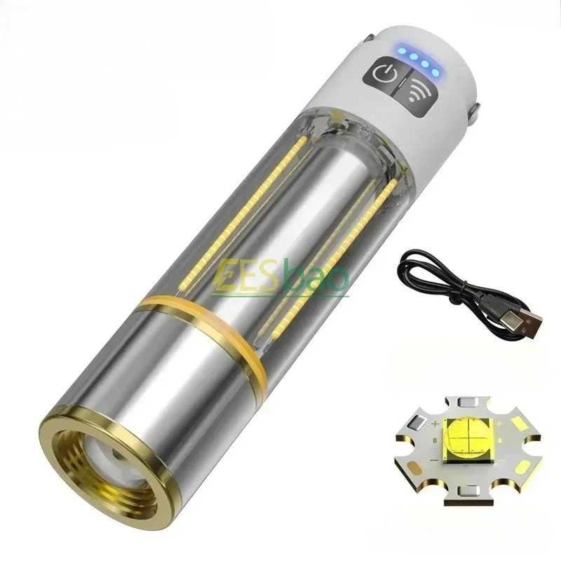 Портативный фонарик для кемпинга перезаряжаемый через USB телескопический зум