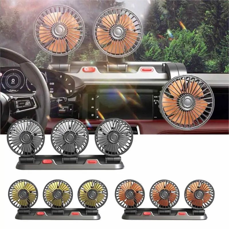 

Car Fan Adjustable Three Head Automotive Electric USB Fan/12V/24V 2 Speeds Car Silent Fan For Truck Car SUV Auto Vehicles Fan