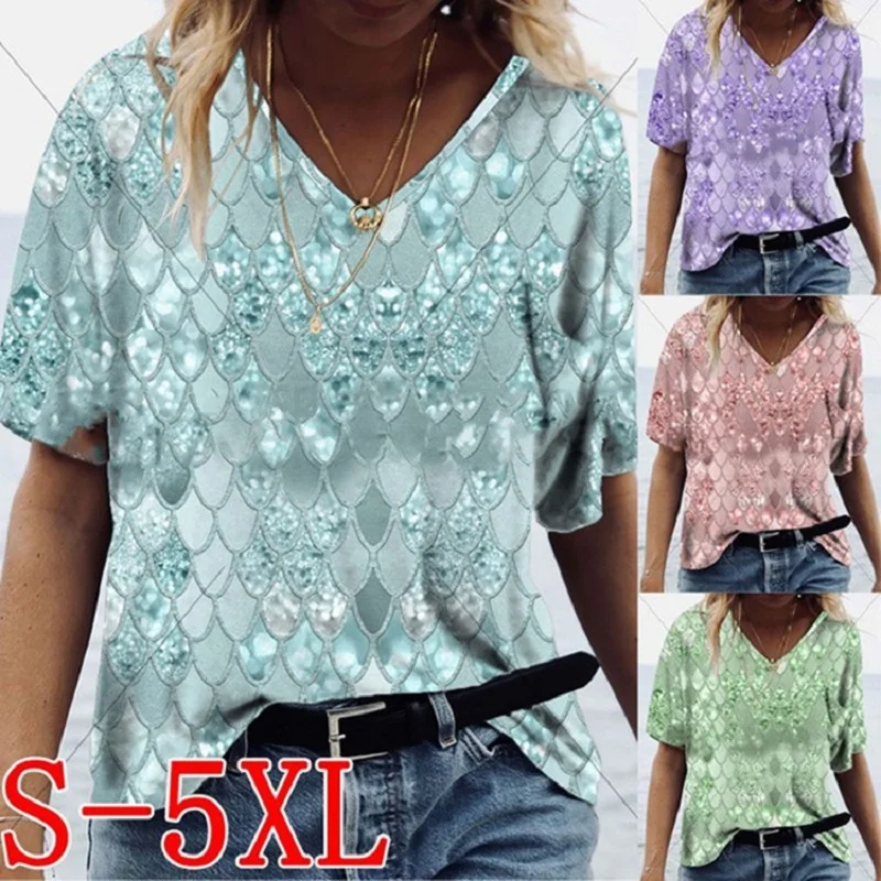

Zomer Nieuwe Geometrische Afdrukken Tshirt Korte Mouw Vrouwen Tops Dames Losse Casual 3D Digitale Gedrukt Vrouwelijke T-shirts