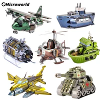 microworld 3d metal puzzle games military tactical airplane tanks car models kits diy jigsaw educational toys gifts for adult