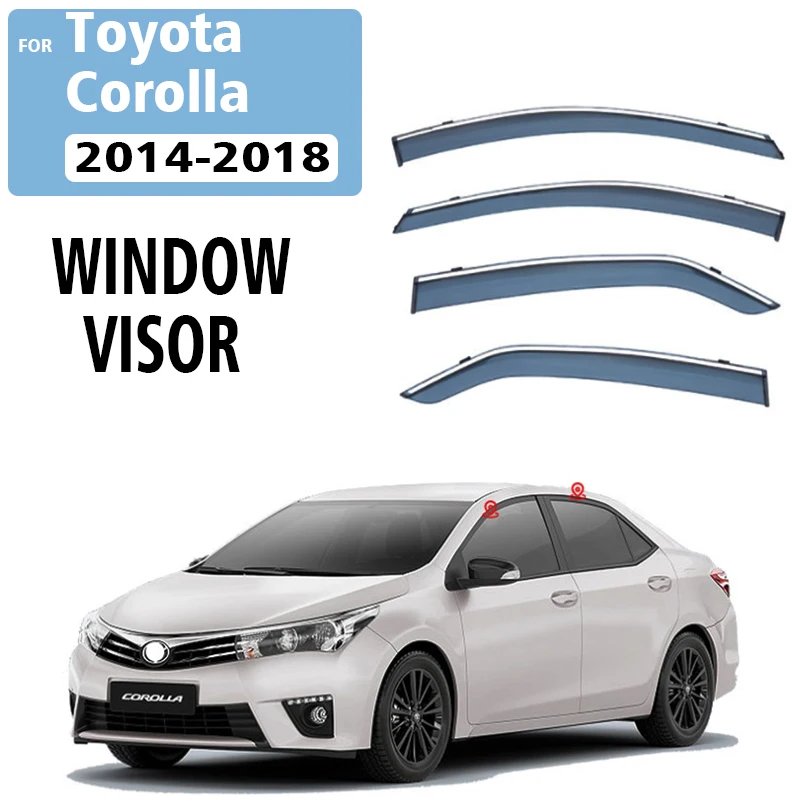 FOR Toyota Corolla 2014-2018 Window Visors Rain Guard Windows Rain Cover Deflector Awning Shield Vent Guard Shade Cover Trim