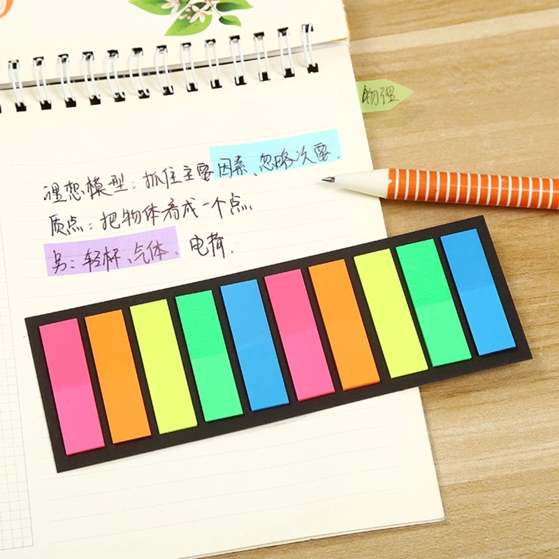 

1 Set Fluorescence Self Adhesive Memo Pad Sticky Notes Bookmark Page Marker Memo Sticker School Student Office Supplies