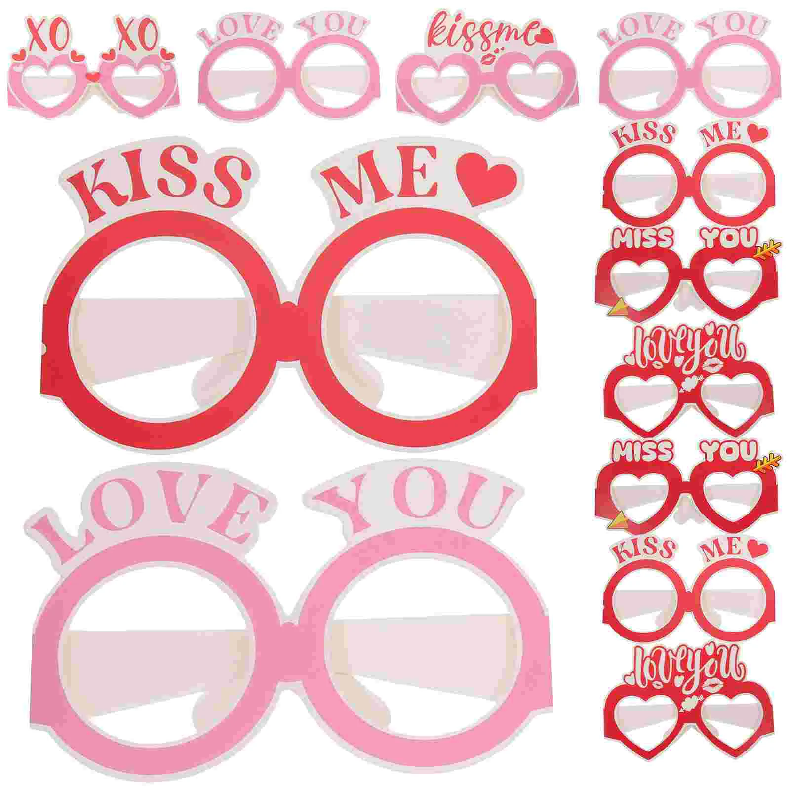 

12pcs Valentine's Day Stylish Party Lightweight Trendy Paper Eyeglasses Photo Booth Props Personalized Sunglasses Paper Eyewear