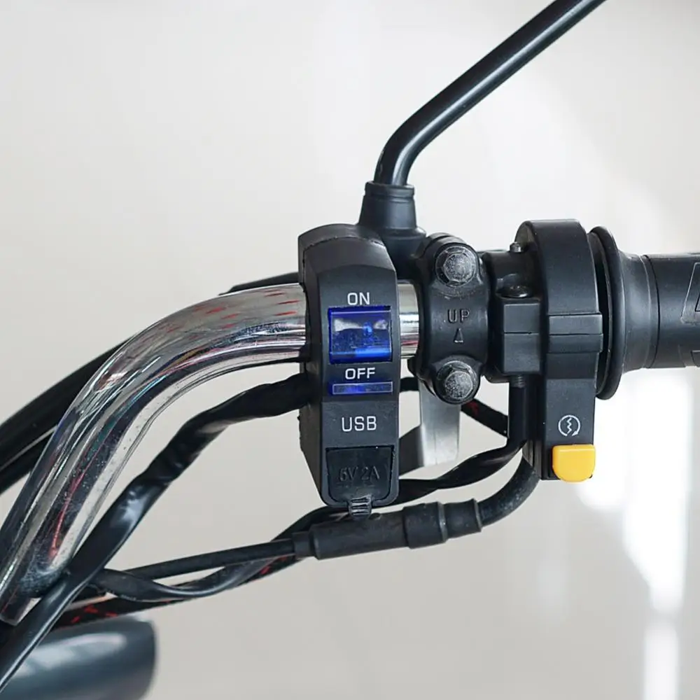 

DC 12V LED Indicator Motorcycle Handlebar Mount USB Phone Charger with Switch