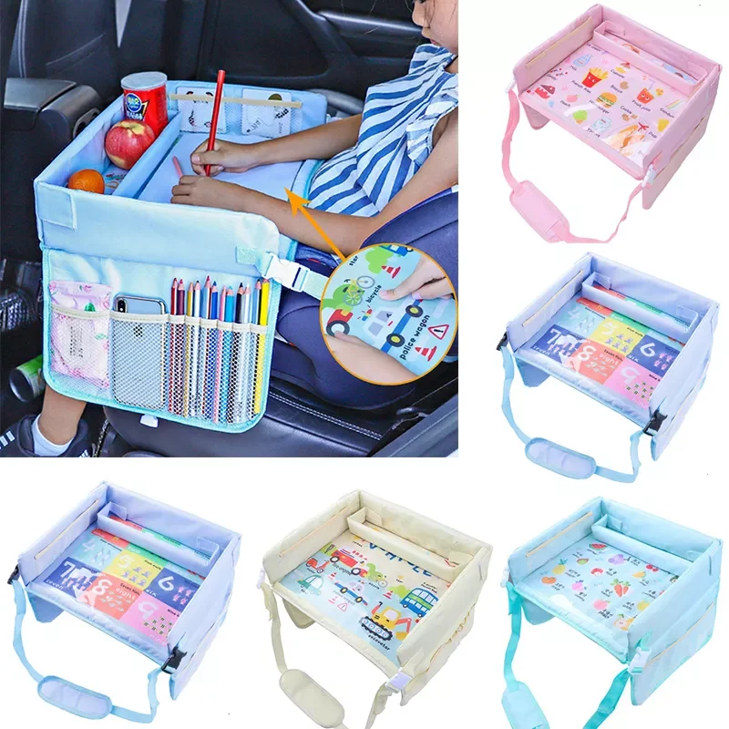 

Seat Travel Tray Safety Seat Play Table Organizer Storage Snacks Toys Cup Holder Waterproof For Baby Children Kids Stroller