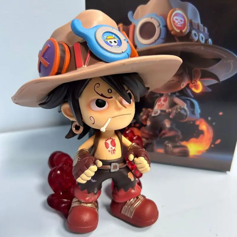 One Piece Q Version Ace Аниме Фигурки Portgas D 16 см Фигурка ПВХ Gk Статуя Модель Куклы