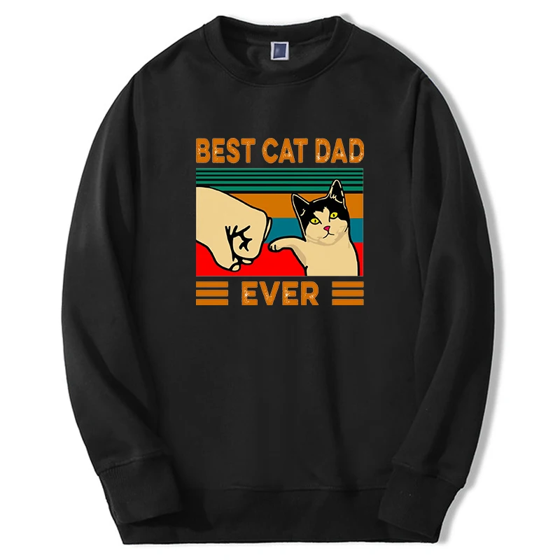 

2022 Mens Fashion Animals Cats Hoodies Kawaii Cute Cat Best Dad Ever Sweatshirts Gift For Father Harajuku Fashion Sudaderas