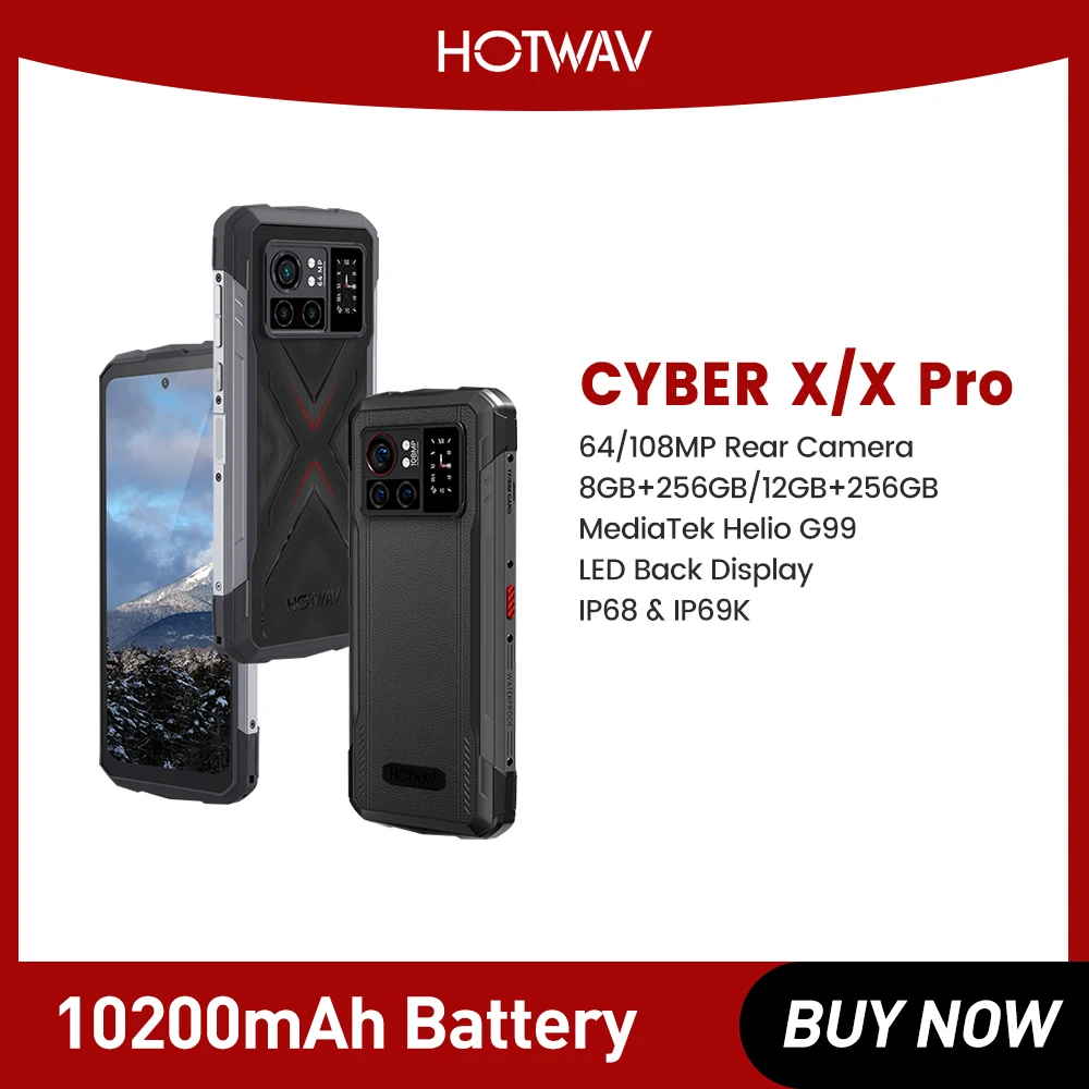 

HOTWAV Cyber X Pro Smartphones Android Global Version 6.78 FHD 90Hz Cellphone 10200mAh 12GB 256GB 108M Camera Rugged Phone