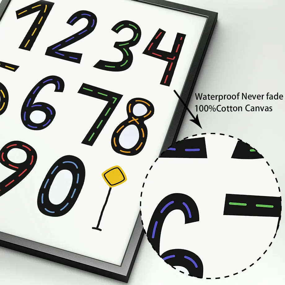 Автомобиль поезд грузовик Алфавит номера дома питомник стены искусства холст