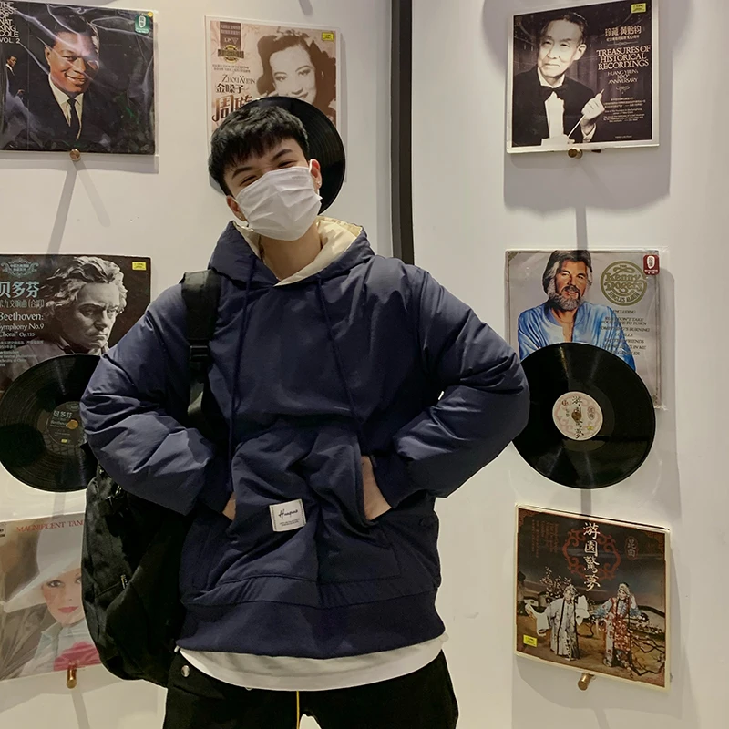 Winter Jacket Men Warm Fashion Thickened Pullover Jacket Men Streetwear Korean Loose Thick Hooded Short Coat Mens Parker Clothes