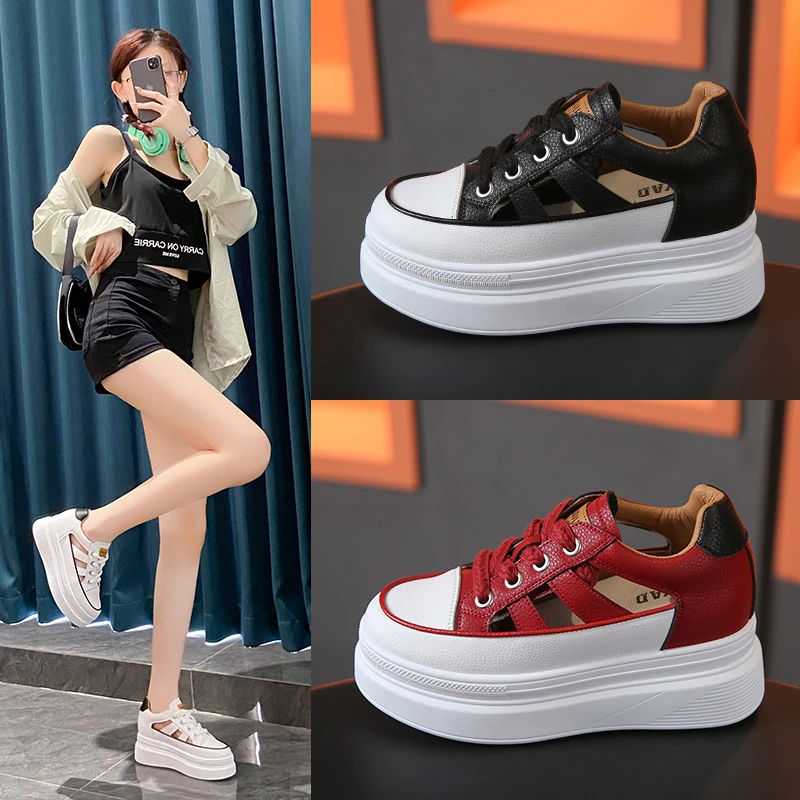 

Женские повседневные парусиновые туфли, красные спортивные туфли из воловьей кожи в стиле ретро, на толстой подошве, с низким верхом, весна 2023