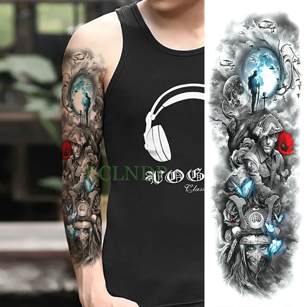 

Waterproof Temporary Tattoo Sticker Magic Warfare Butterfly full arm large size fake tatto big flash tatoo sleeve for men women