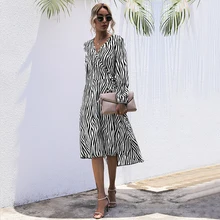 Long Puff Sleeve stripe Printed women Dress With Belt Elegant High Waist Spring Vestidos 2022 Female Floral Maxi Dresses (1)