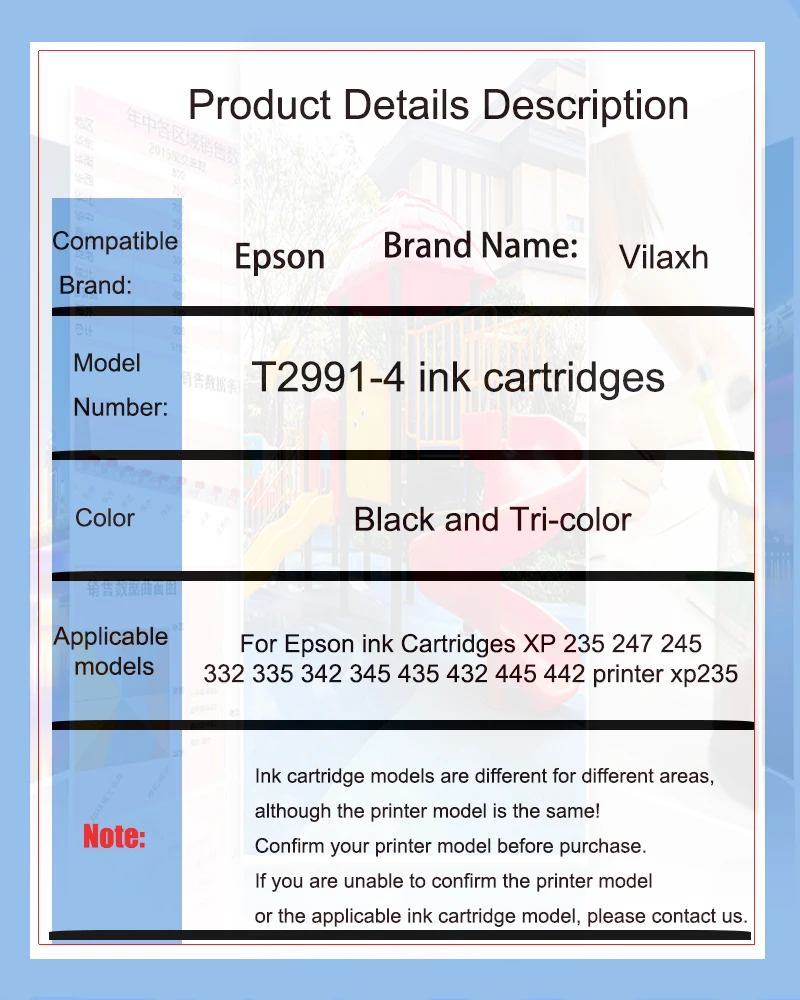 vilaxh 29XL T2991 T2991XL T29XL совместимый для картриджей Epson XP 235 247 245 332 335 342 345 435 432 445 442