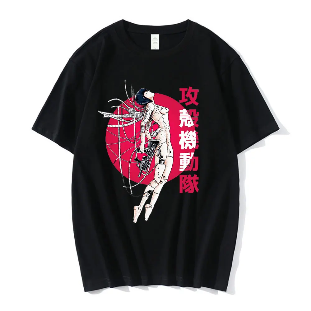 

Japan Manga Ghost Soldier Ghost In The Shell T-Shirts Men Casual Short Sleeve Tee Shirt Anime Kusanagi Motoko Oversized T Shirt