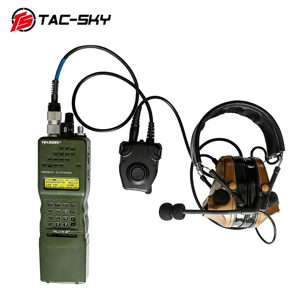 TS TAC-SKY AN / PRC 152 152a Walkie-Talkie Model Radio  Harris Virtual Case+ Tactical Headset Ptt 6 Pin PTT Adapter
