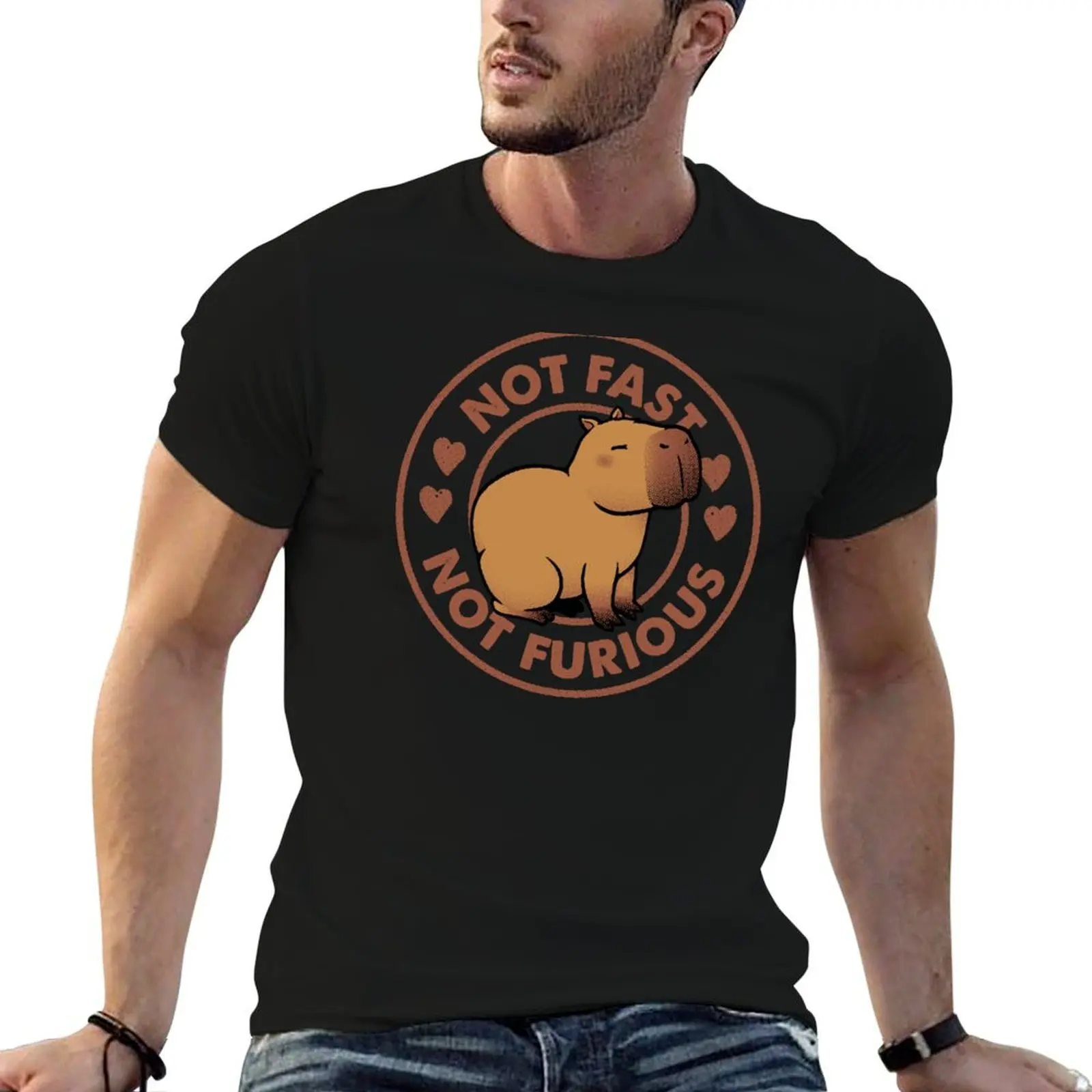 Фото Футболка Not Fast Not Furious Capybara Black от Tobe Fonseca с художественным принтом, повседневный топ с принтом №1