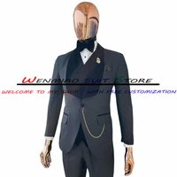 mens suit wedding groom tuxedo black shawl collar 2 piece blazer pants set formal business jacket slim fit outfit