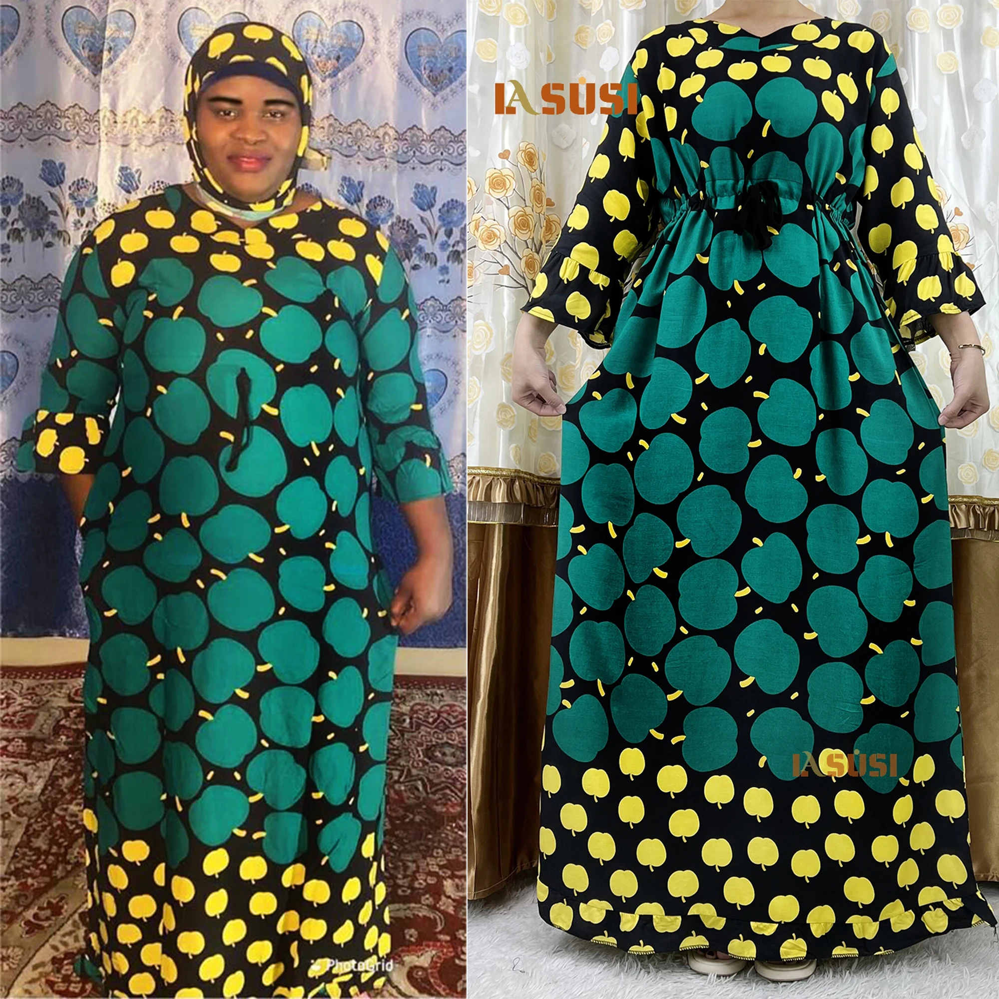 Новое поступление 2022, женское платье-абайя в стиле бохо, женское повседневное длинное платье макси составного кроя с цветочным рукавом и то...