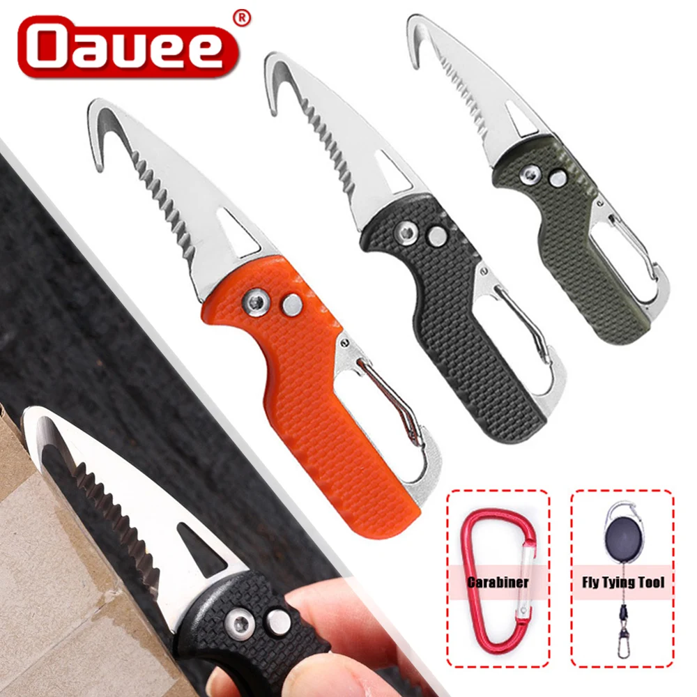 

Portable Express Parcel Knife Stainless Fast Serrated Hook Knife For Outdoor Camping Carry-on Unpacking Keychain Folding Cutter