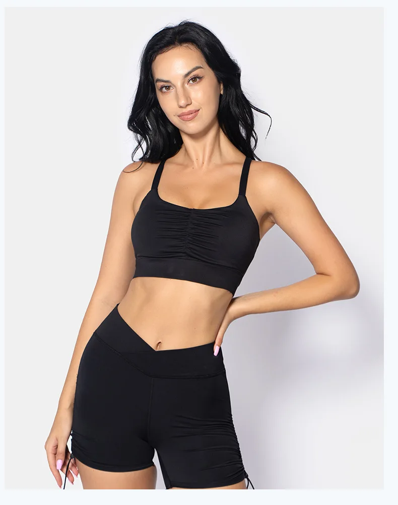 

SALSPOR Women's Sexy Bra And Back Fitness Top Casual Solid Color Quick Drying Yoga Clothes Slim Fit Sports Elastic Underwear