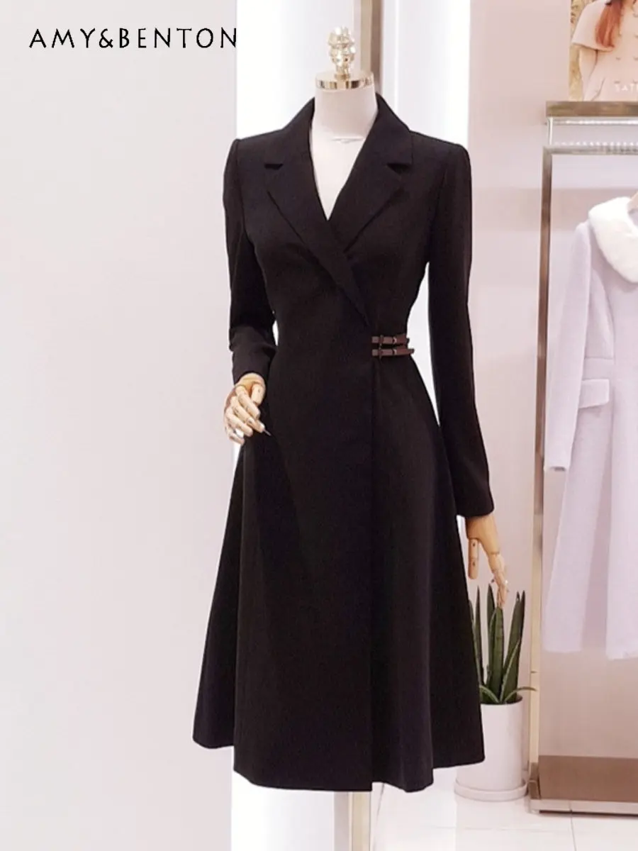 

Women's Fashionable Elegant Waist-Tight Slimming Suit Dress Spring Autumn New Dignified Sense of Design Niche French Dress