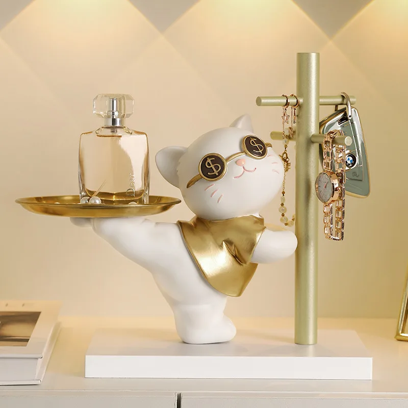 

Lucky Cat Decoration Key Jewelry Storage Lucky Rabbit Tray Storage Rack Home Decoration Accessories Gift