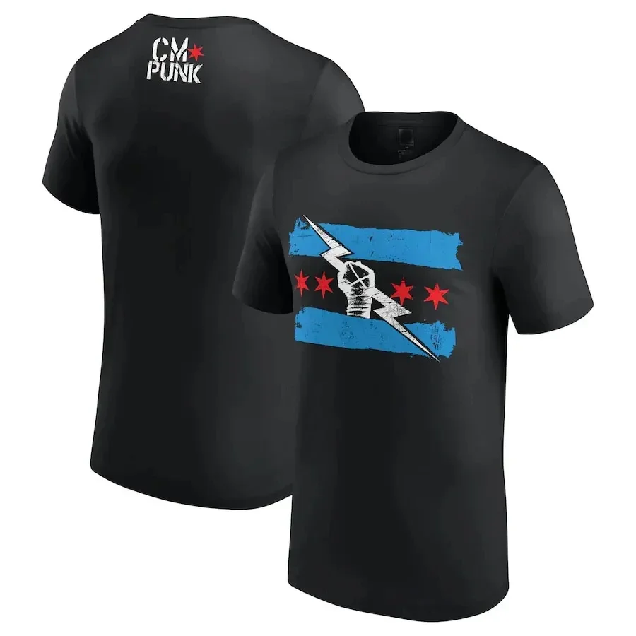 Фото Camiseta deportiva CM Punk guerrera impresa en 3D en verano 2025, mejor manga corta CM Punk en blanco y negro para hombres №3