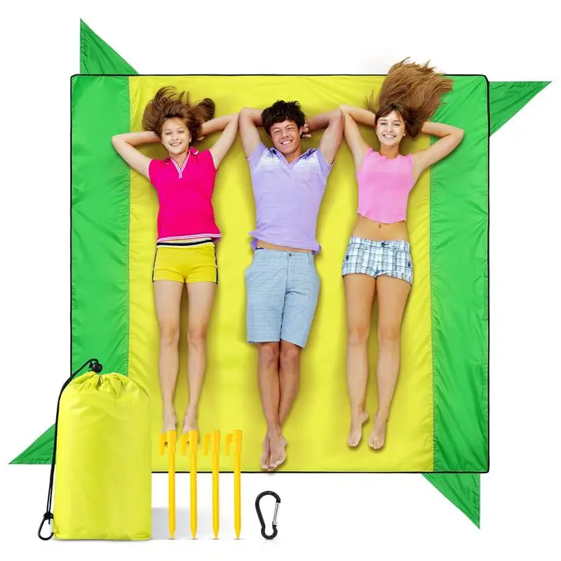 

Unomor 1 комплект, водонепроницаемое пляжное одеяло, устойчивое к песку пляжное одеяло, портативное безпесковое одеяло, коврик для газона